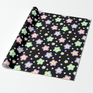 Retro Hippie Flowers Wrapping Paper