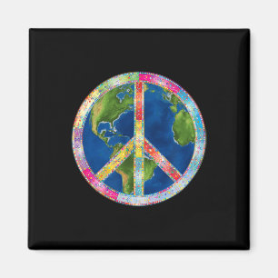 Retro Hippie Freedom Peace Sign 60s 70s No Worries Magnet