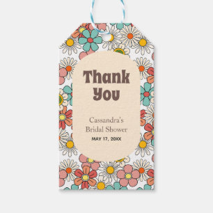Retro Hippie Groovy Flower Bridal Shower Thank You Gift Tags