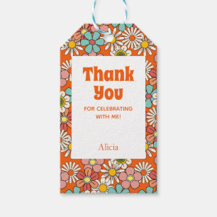 Retro Hippie Groovy Flower Hello Forty Birthday  Gift Tags