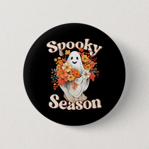 Retro Hippie Halloween Cute Ghost Spooky Season Fu 6 Cm Round Badge