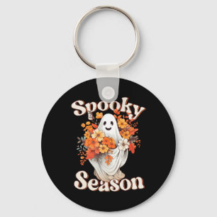 Retro Hippie Halloween Cute Ghost Spooky Season Fu Key Ring