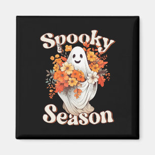 Retro Hippie Halloween Cute Ghost Spooky Season Fu Magnet