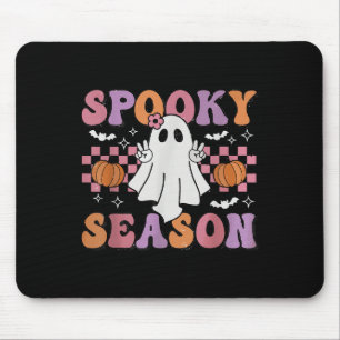 Retro Hippie Halloween Cute Ghost Spooky Season Fu Mouse Pad
