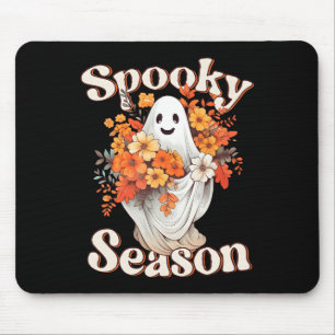 Retro Hippie Halloween Cute Ghost Spooky Season Fu Mouse Pad