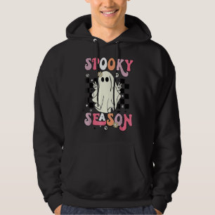 Retro Hippie Halloween Cute Ghost Spooky Season Hoodie