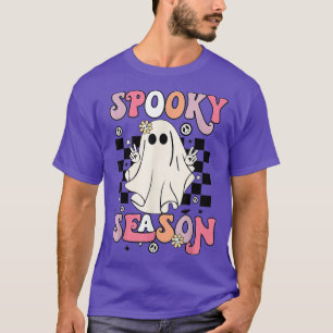 Retro Hippie Halloween Cute Ghost Spooky Season Wo T-Shirt