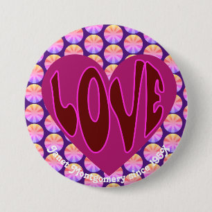 Retro Hippie Heart Love Custom Birthday 7.5 Cm Round Badge