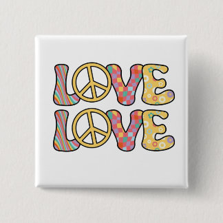 Retro Hippie love 15 Cm Square Badge
