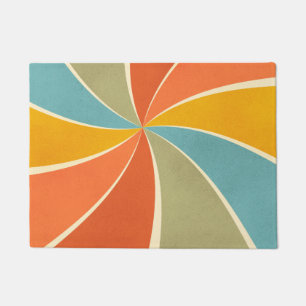 Retro Hippie Mixed Paint Style Swirls Pattern Doormat