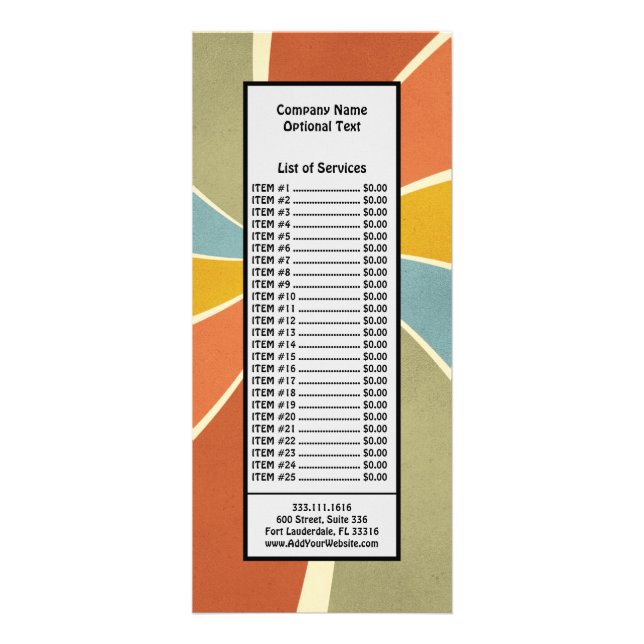 Retro Hippie Mixed Paint Style Swirls Pattern Rack Card (Front)