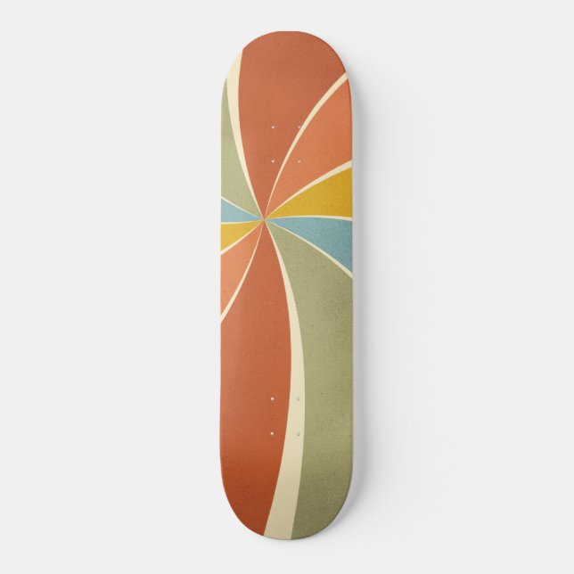 Retro Hippie Mixed Paint Style Swirls Pattern Skateboard (Front)