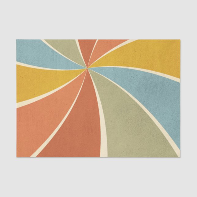Retro Hippie Mixed Paint Style Swirls Pattern Tissue Paper (Front)