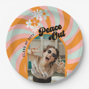 Retro Hippie Photo Graduation Paper Plate