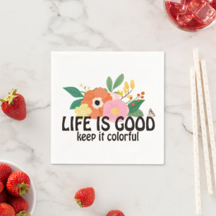 Retro Hippie Positive Quote Napkin
