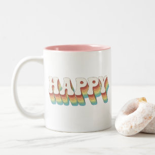 Retro Hippie Positive Quote  Two-Tone Coffee Mug