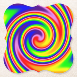 Retro Hippie Rainbow Colours Soft Focus Spiral Art Paper Coaster