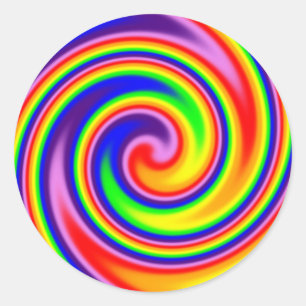 Retro Hippie Rainbow Colours Soft Focus Spiral Classic Round Sticker