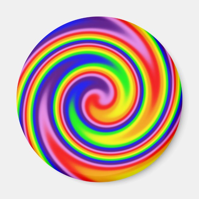 Retro Hippie Rainbow Colours Soft Focus Spiral Magnet (Front)