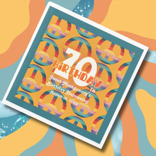 Retro Hippie Rainbow Peace Sign 70th Birthday Napkin