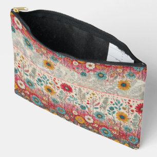 Retro Hippie: Red Garden Zippered Pouch
