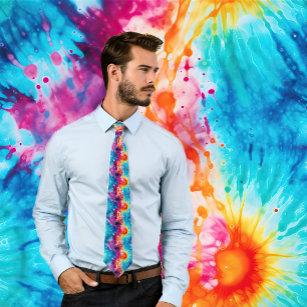 Retro Hippie Style Psychedelic Tie-Dye Tie