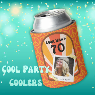 Retro Hippie Sunrise Custom Photo  Can Cooler