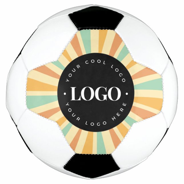 Retro Hippie Sunshine Sun Business Logo Groovy Soccer Ball (Front)