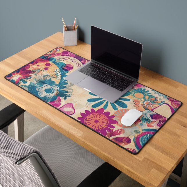 Retro Hippie: Wild Flowers Desk Mat (Office 2)