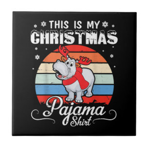 Retro Hippo This Is My Christmas Pajama Shirt Tile