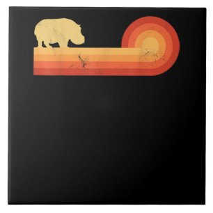 Retro Hippopotamus 60s 70s Hippo Tile