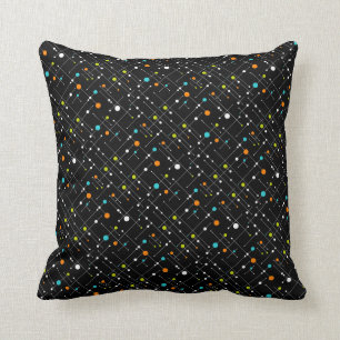 Retro Hipster Black Space Age Atomic Cushion