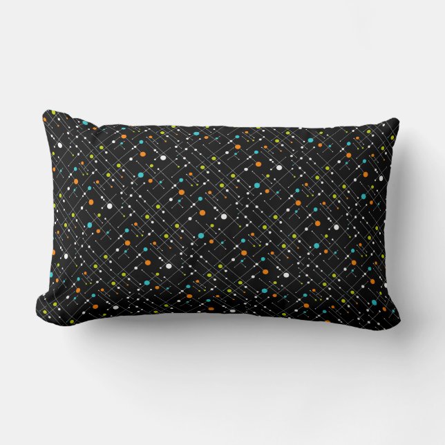 Retro Hipster Black Space Age Atomic Lumbar Cushion (Front)