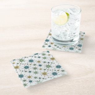 Retro Hipster Space Age Atomic Starburst Glass Coaster