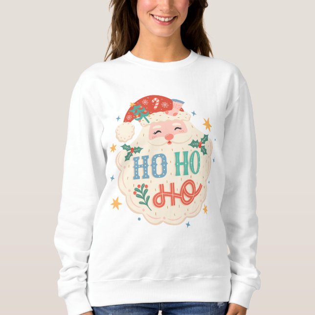Retro Ho Ho Ho Santa Festive Christmas  Sweatshirt (Front)