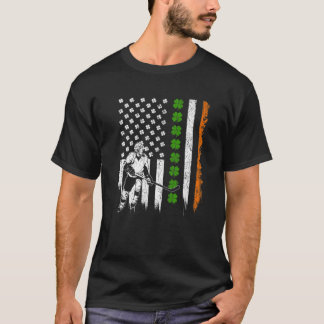 Retro Hockey American Flag Shamrocks St.Patricks D T-Shirt