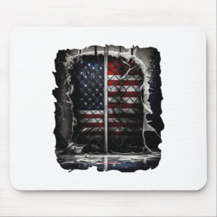 Retro Hockey American Flag Vintage Hockey Flag Usa Mouse Pad