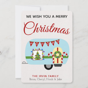 Retro Holiday Camper Personalised Christmas Card