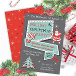 Retro Holiday Christmas party Invitations<br><div class="desc">Super cool and hip retro holiday Christmas party with hand drawn signs,  present,  Christmas tree and vintage images for your holiday Cocktail Christmas party. Nice mid-century modern design with retro images.</div>