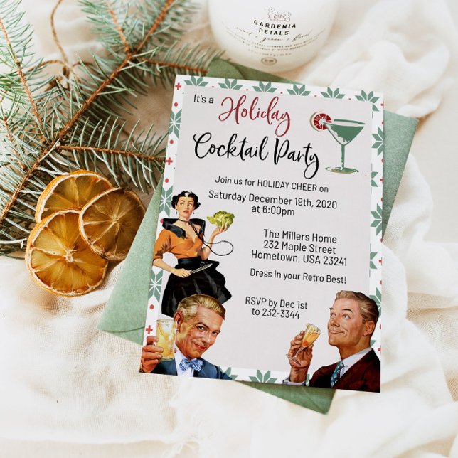 Retro Holiday Cocktail Christmas Party Invitation (Creator Uploaded)