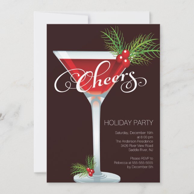 Retro Holiday Cocktail Party Invitation (Front)
