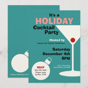 Retro Holiday Cocktail Party Invitation