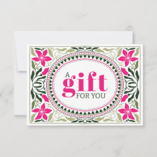 RETRO HOLIDAY GREEN Pink FLOWERS FRAME CHRISTMAS