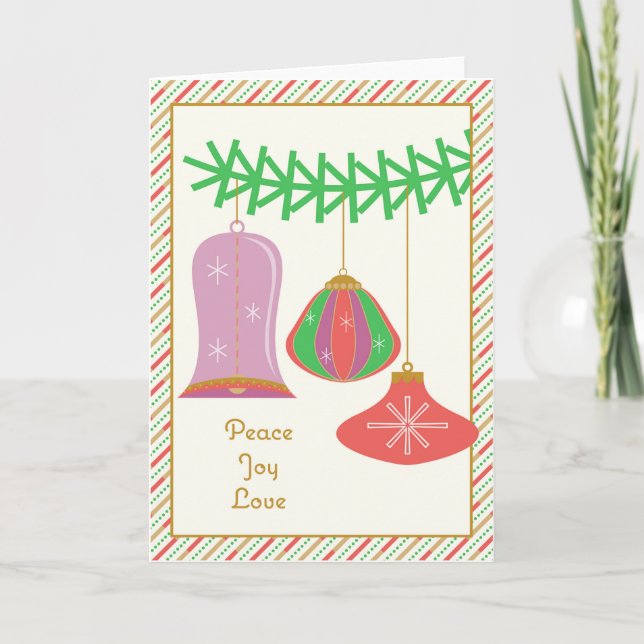 Retro Holiday Greeting Card -Peace Joy Love (Front)