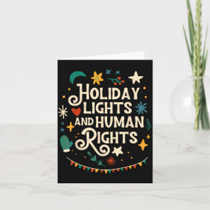 Retro Holiday Lights And Human Rights Suprters Chr Card