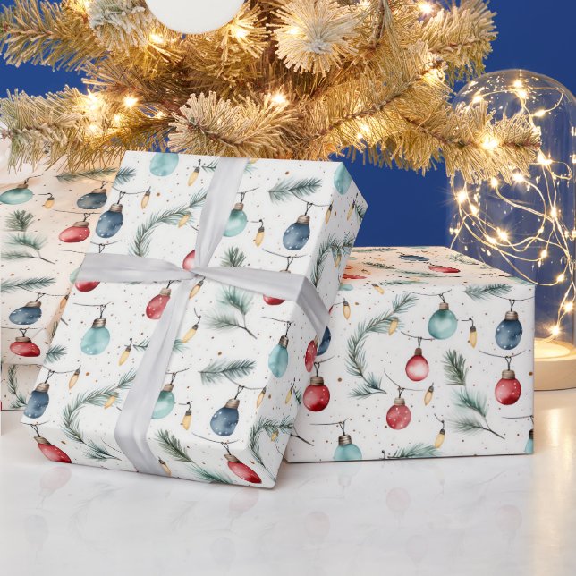 Retro Holiday Lights Fun Cute Modern Christmas Wrapping Paper (Holidays)