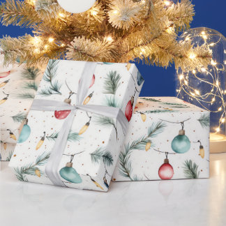 Retro Holiday Lights Fun Cute Modern Christmas Wrapping Paper
