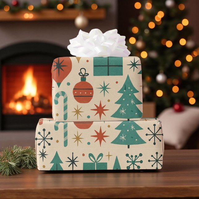 Retro Holiday Mid Century Modern  Wrapping Paper (Creator Uploaded)