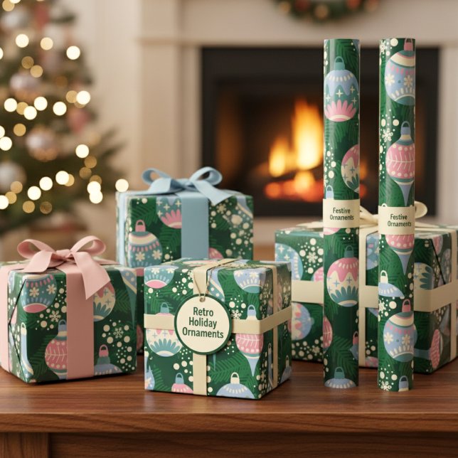 Retro Holiday Ornament Wrapping Paper (Retro Holiday Ornament Wrapping Paper)