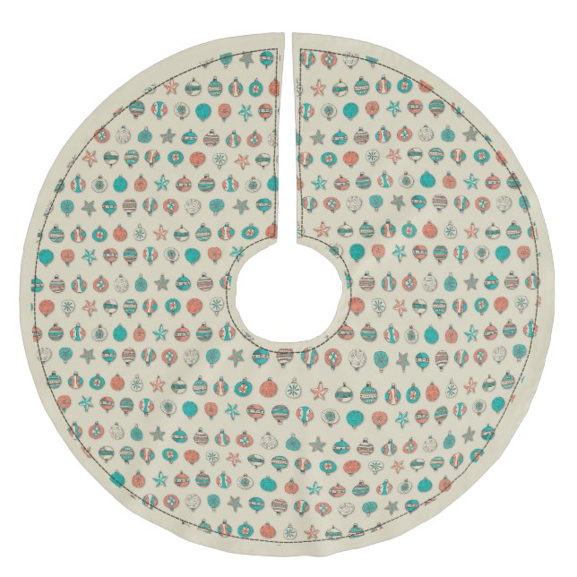 Retro Holiday Ornaments Tree Skirt (Front)
